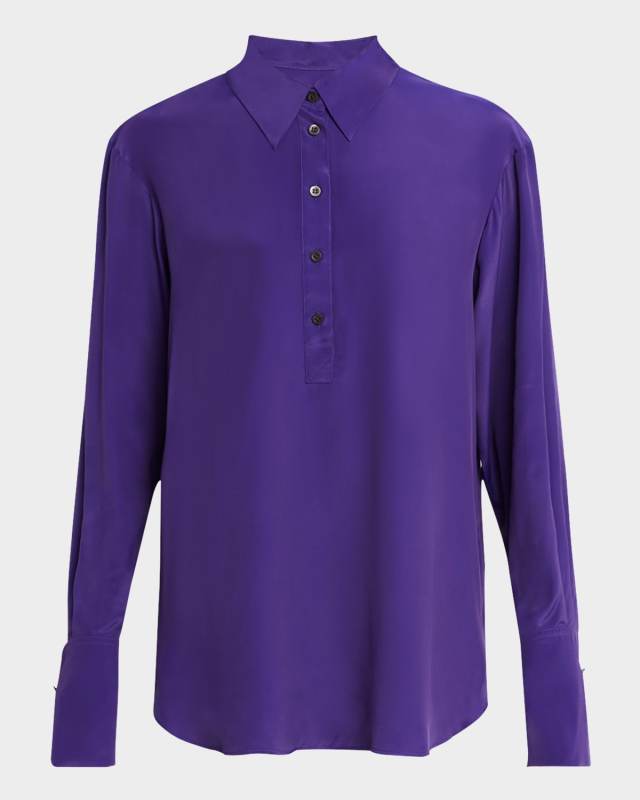Corsala Button Down Silk-Blend Shirt